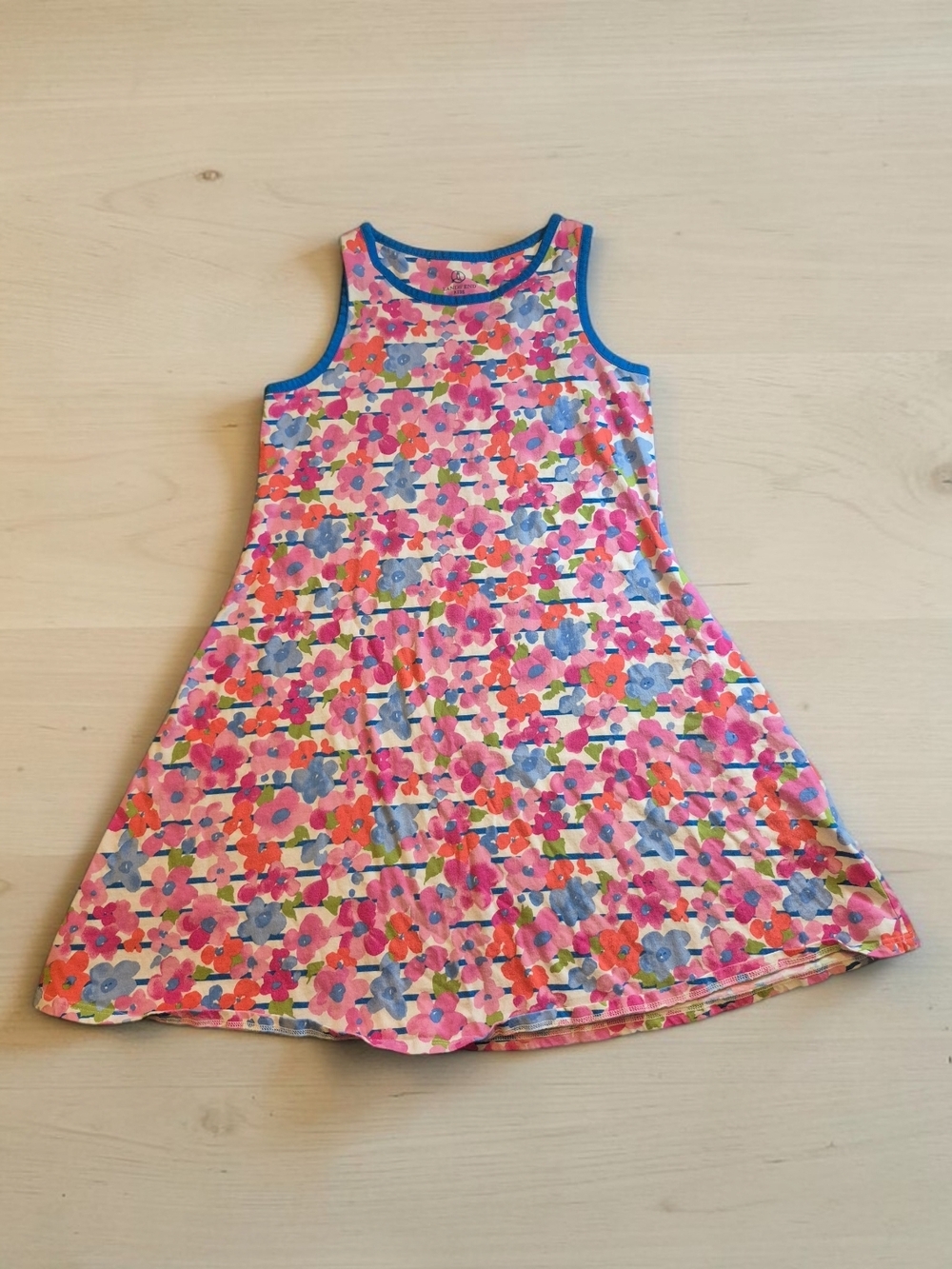 Lands' End Girls Floral Tank Dress - Pink, Blue, Orange